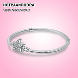 925 Silver Charm Bracelet Rose Gold Star Clasp Snake Chain Women Jewelry