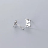 925 Silver Christmas Elk Animal Ear Stud Earrings