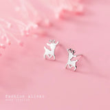 925 Silver Christmas Elk Animal Ear Stud Earrings