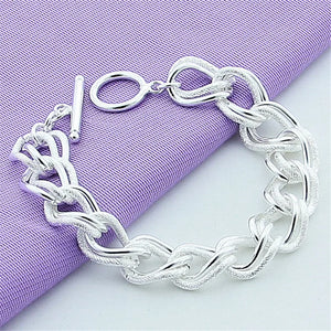 925 Silver Circle Chain Bracelet Wedding Jewelry