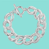 925 Silver Circle Chain Bracelet Wedding Jewelry