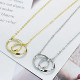 925 Silver Double Circle Necklace Geometric Clavicle Chain