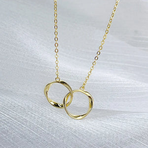 925 Silver Double Circle Necklace Geometric Clavicle Chain