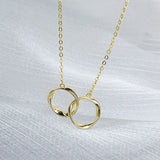 925 Silver Double Circle Necklace Geometric Clavicle Chain