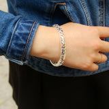925 Silver Classic Chain Bangle Bracelet Jewelry