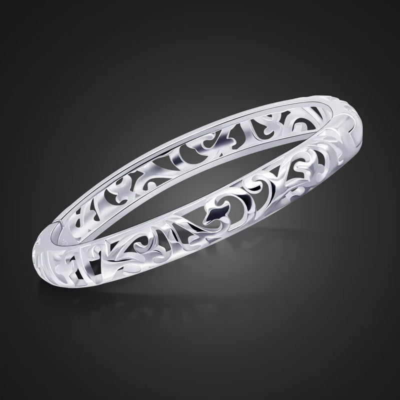 925 Silver Classic Chain Bangle Bracelet Jewelry