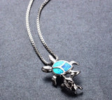 Opal Double Turtles 925 Silver Collier Necklace Pendant