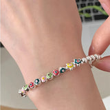 925 Silver Colorful Round Bead Bracelet for Women Birthday Party Gift