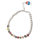 925 Silver Colorful Round Bead Bracelet for Women Birthday Party Gift