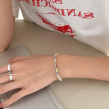 925 Silver Colorful Round Bead Bracelet for Women Birthday Party Gift