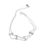 925 Silver Crystal Double Layer Charm Bracelet for Women