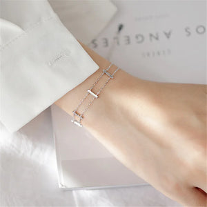 925 Silver Crystal Double Layer Charm Bracelet for Women