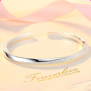 925 Silver Cuff Bangles Open Polishing Glaze Whirl Lucky Bracelet
