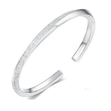 925 Silver Cuff Bangles Open Polishing Glaze Whirl Lucky Bracelet