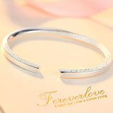 925 Silver Cuff Bangles Open Polishing Glaze Whirl Lucky Bracelet