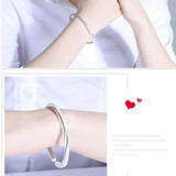 925 Silver Cuff Bangles Open Polishing Glaze Whirl Lucky Bracelet