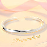 925 Silver Cuff Bangles Open Polishing Glaze Whirl Lucky Bracelet