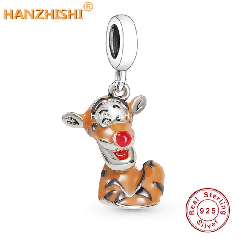 925 Silver Tiger Charm Bead for Bracelet Necklace Gift