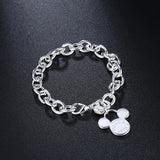 925 Silver Mickey Chain Bracelet Charm Jewelry Gift