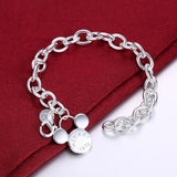 925 Sterling Silver Mickey Charm Bracelet for Women Girl Gift