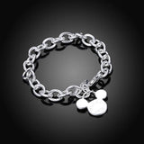 925 Sterling Silver Mickey Charm Bracelet for Women Girl Gift