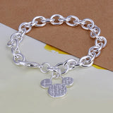 925 Sterling Silver Mickey Charm Bracelet for Women Girl Gift