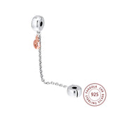 925 Sterling Silver Crown Safety Chain Charms Beads for Bracelets