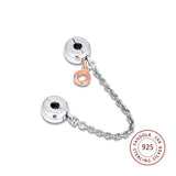925 Sterling Silver Crown Safety Chain Charms Beads for Bracelets