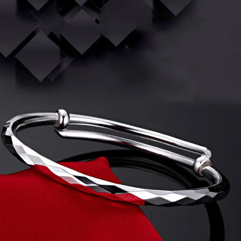 925 Silver Diamonated Cuff Bangles Women's Hand Bracelets