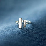 925 Silver Difference Stick Rhinestone Adjustable Ring Jewelry TYB159