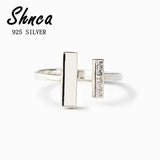 925 Silver Difference Stick Rhinestone Adjustable Ring Jewelry TYB159