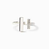 925 Silver Difference Stick Rhinestone Adjustable Ring Jewelry TYB159