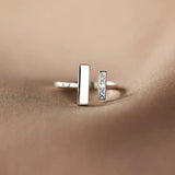 925 Silver Difference Stick Rhinestone Adjustable Ring Jewelry TYB159