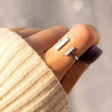 925 Silver Difference Stick Rhinestone Adjustable Ring Jewelry TYB159