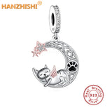925 Sterling Silver Dog Cat Charms Dangle Beads