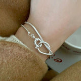 925 Silver Double Layer Round Charm Bracelet Bangle Women Jewelry
