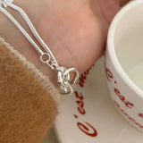925 Silver Double Layer Round Charm Bracelet Bangle Women Jewelry