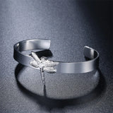 925 Silver Dragonfly Bangle Bracelet For Women Elegant Charm Jewelry