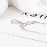 925 Silver Droplet Necklace Moonlight Stone Collar Chain Wedding Jewelry