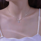 925 Silver Droplet Necklace Moonlight Stone Collar Chain Wedding Jewelry