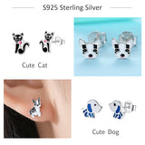 925 Silver Red Ladybug Stud Earrings for Kids