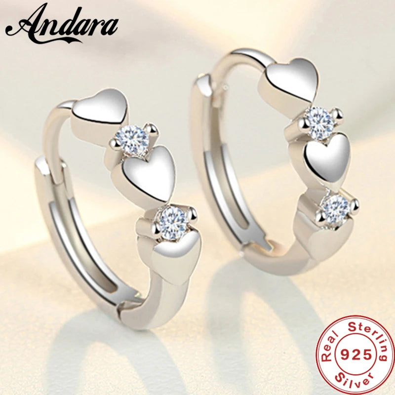 925 Silver Heart Zircon Earrings for Women