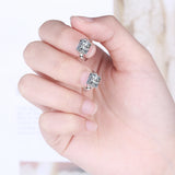 925 Silver CZ Inlaid Earrings Woman Charm Jewelry