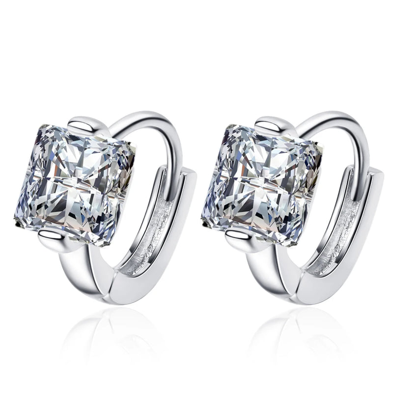 925 Silver CZ Inlaid Earrings Woman Charm Jewelry