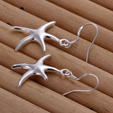 925 Silver Starfish Earrings Wedding Party Bead Gift Jewelry