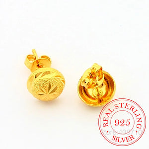 925 Silver Earrings Yellow Golden Studs Wedding Party Mum Gift