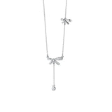 925 Silver Zircon Bow Necklace Tassel Choker