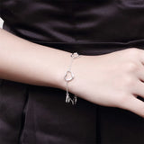 925 Silver Five Heart Bracelet Charm Wedding Jewelry
