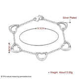 925 Silver Five Heart Bracelet Charm Wedding Jewelry