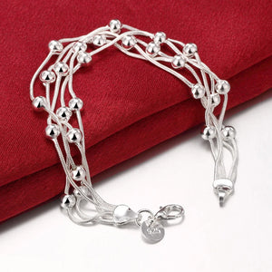 925 Silver 5 Snake Chain Bracelet Bead Silver Bracelet for Women Girl Wedding